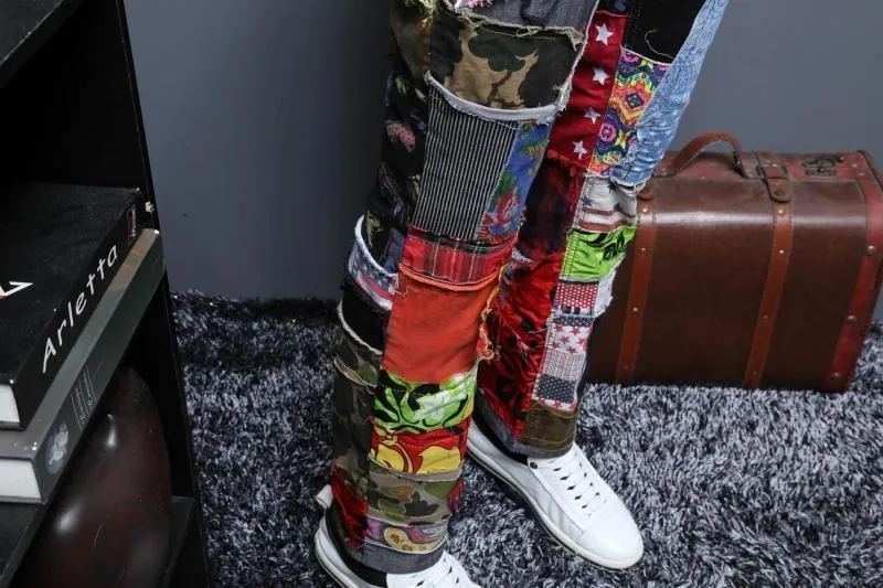 Men's Autumn Patchwork Streetwear Jeans