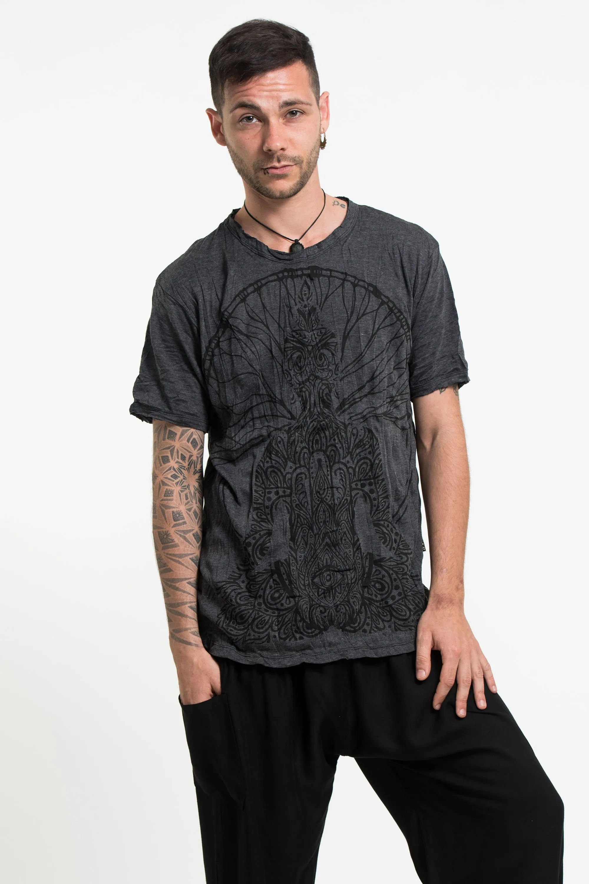 Mens Hamsa Meditation T-Shirt in Black