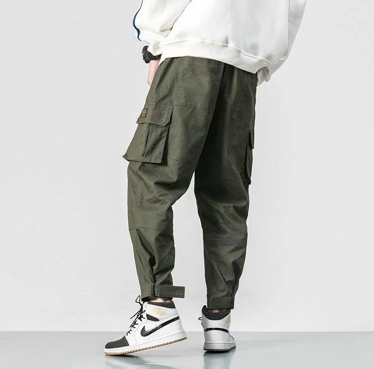 Men's Harem Cargo Pants W/ Elastic Waist