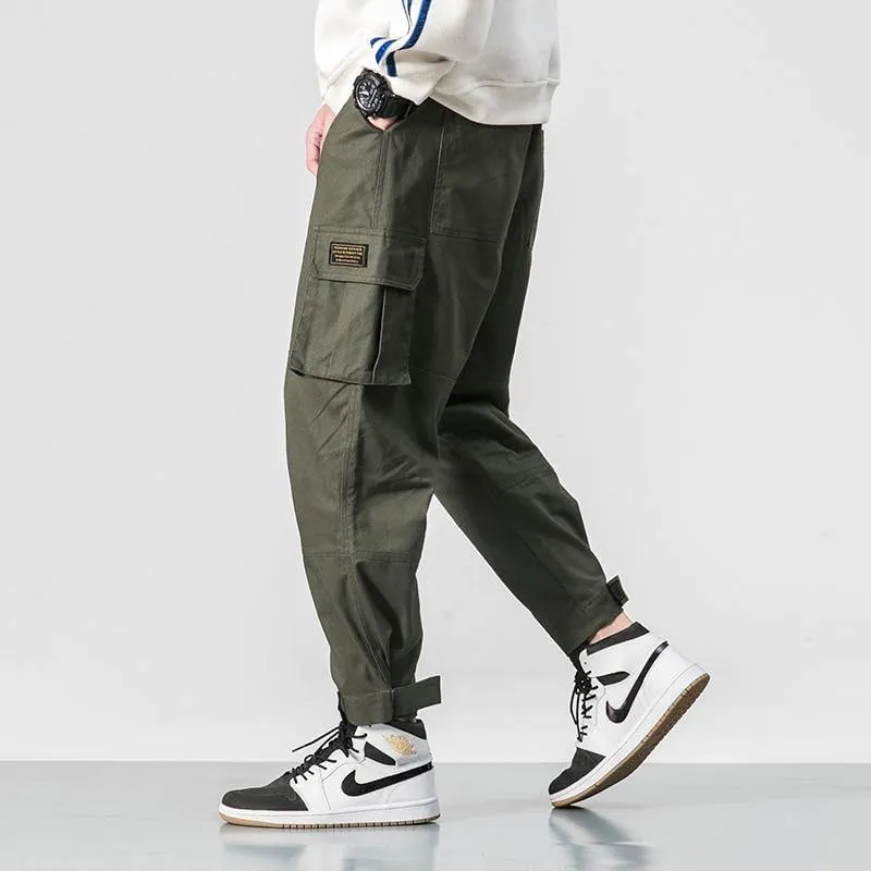 Men's Harem Cargo Pants W/ Elastic Waist