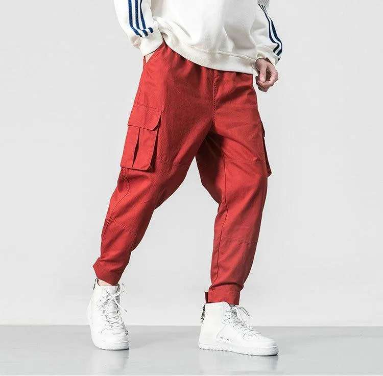Men's Harem Cargo Pants W/ Elastic Waist