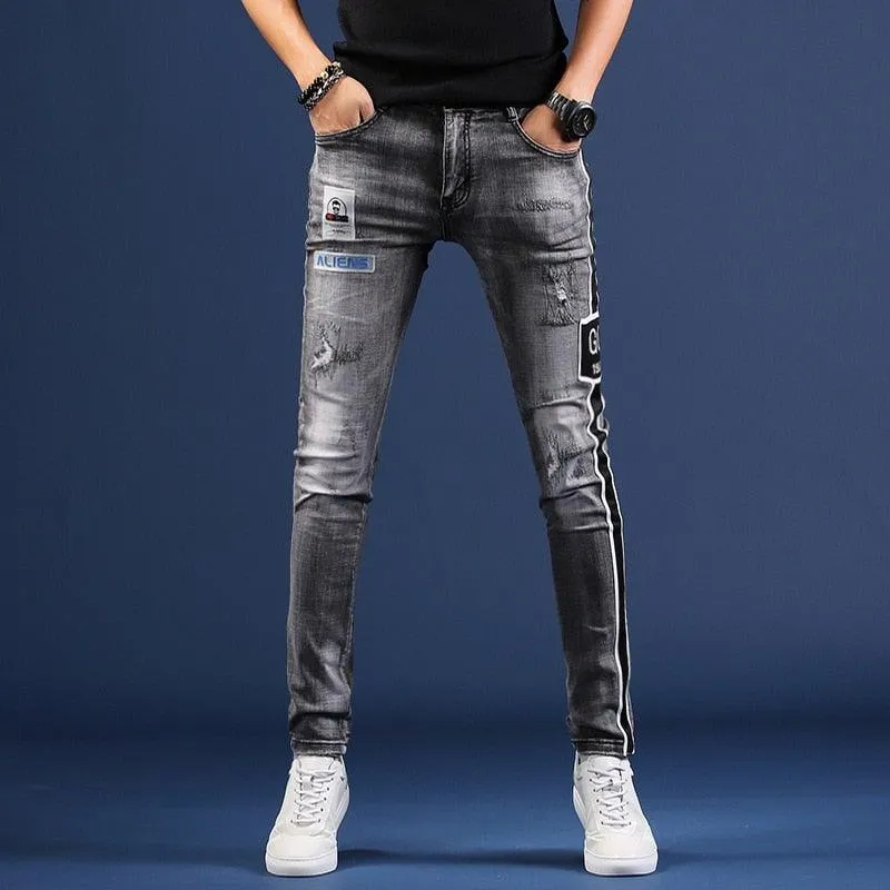 Men's Korean Style Distressed Jeans