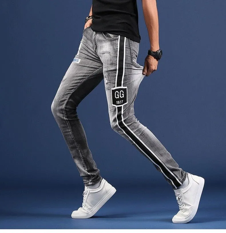 Men's Korean Style Distressed Jeans