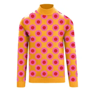 Men's orange geometric jacquard turtleneck T-Shirts
