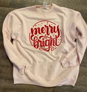 Merry & Bright. graphic tee long sleeve crew or hoodie