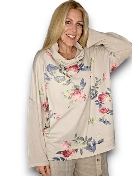 MOKU COTTON DETAILS SWEATER LINEN THORN ROSE BEIGE
