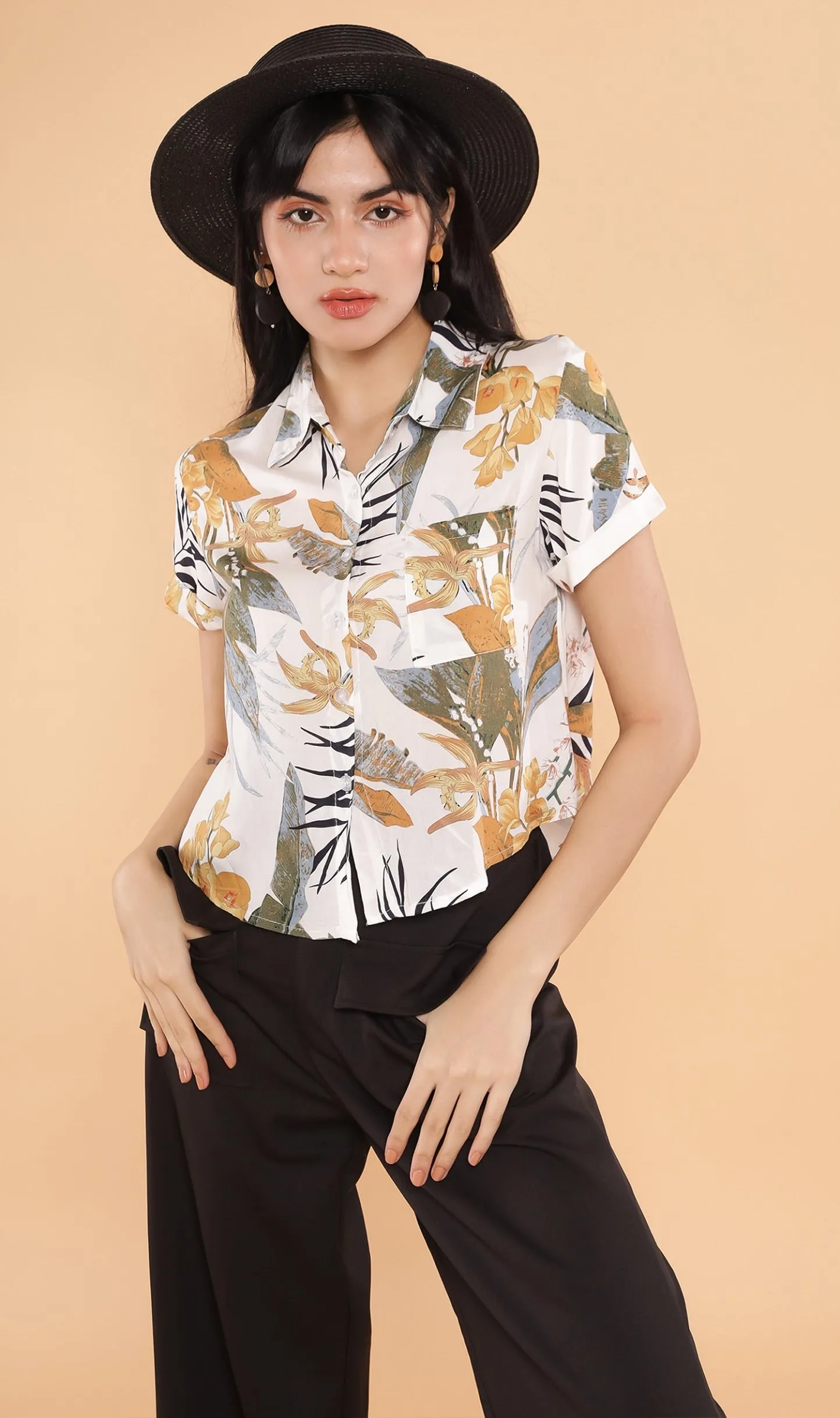 MONTE Tropical Collar Shirt (White)