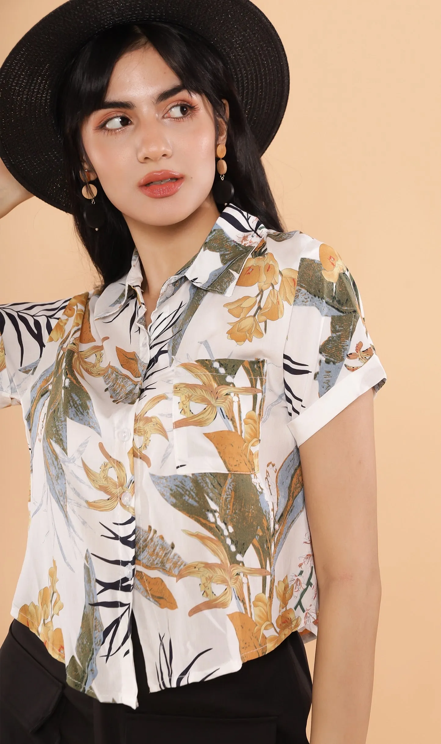 MONTE Tropical Collar Shirt (White)