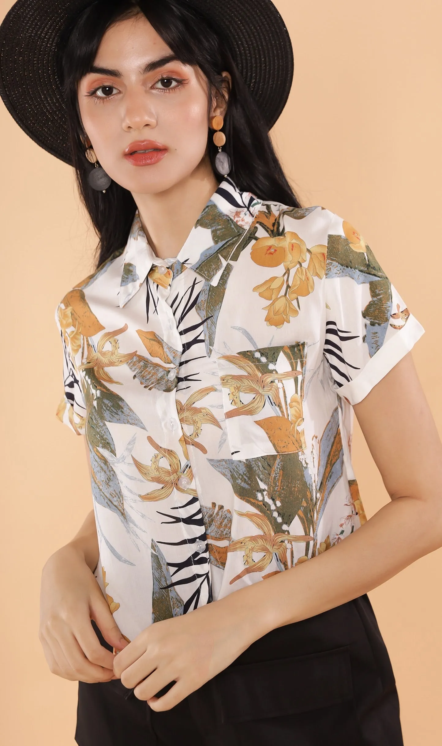MONTE Tropical Collar Shirt (White)
