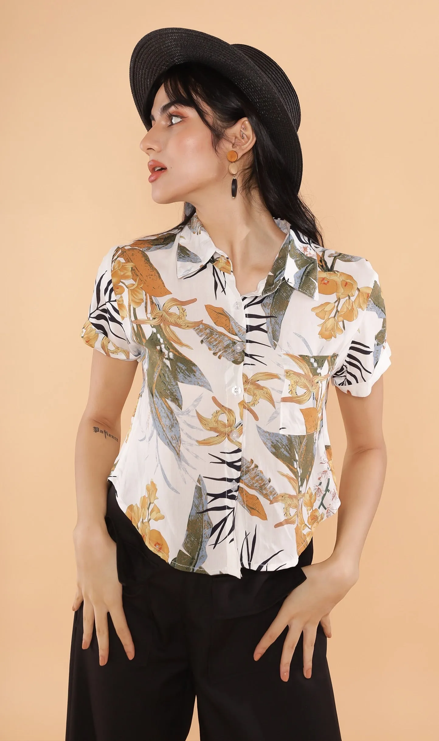 MONTE Tropical Collar Shirt (White)