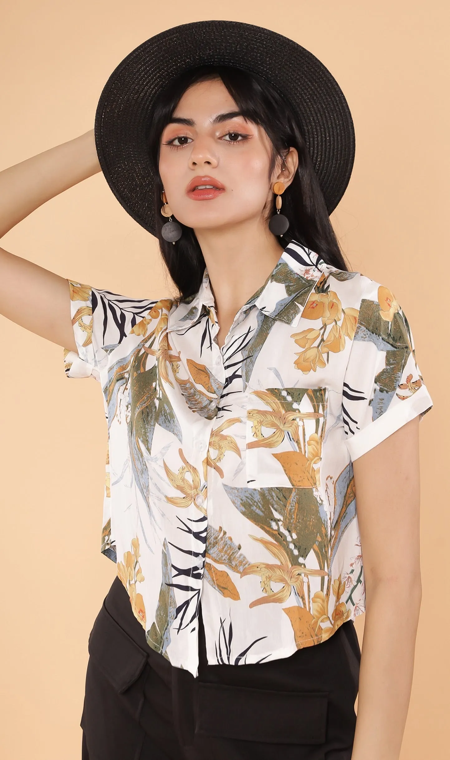 MONTE Tropical Collar Shirt (White)