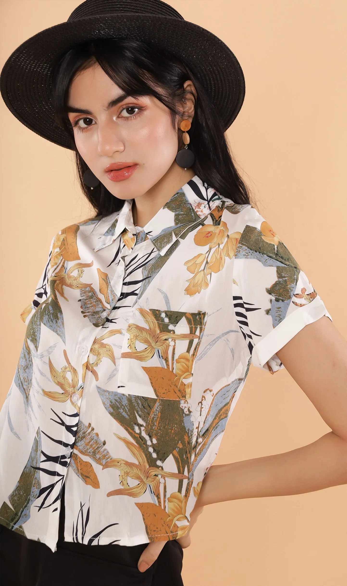 MONTE Tropical Collar Shirt (White)