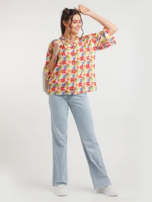 Multi Color Printed Shirt Top