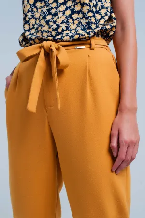 mustard high waisted pants with belt