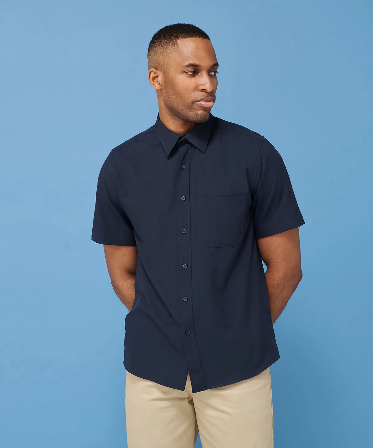 Navy - Wicking antibacterial short sleeve shirt