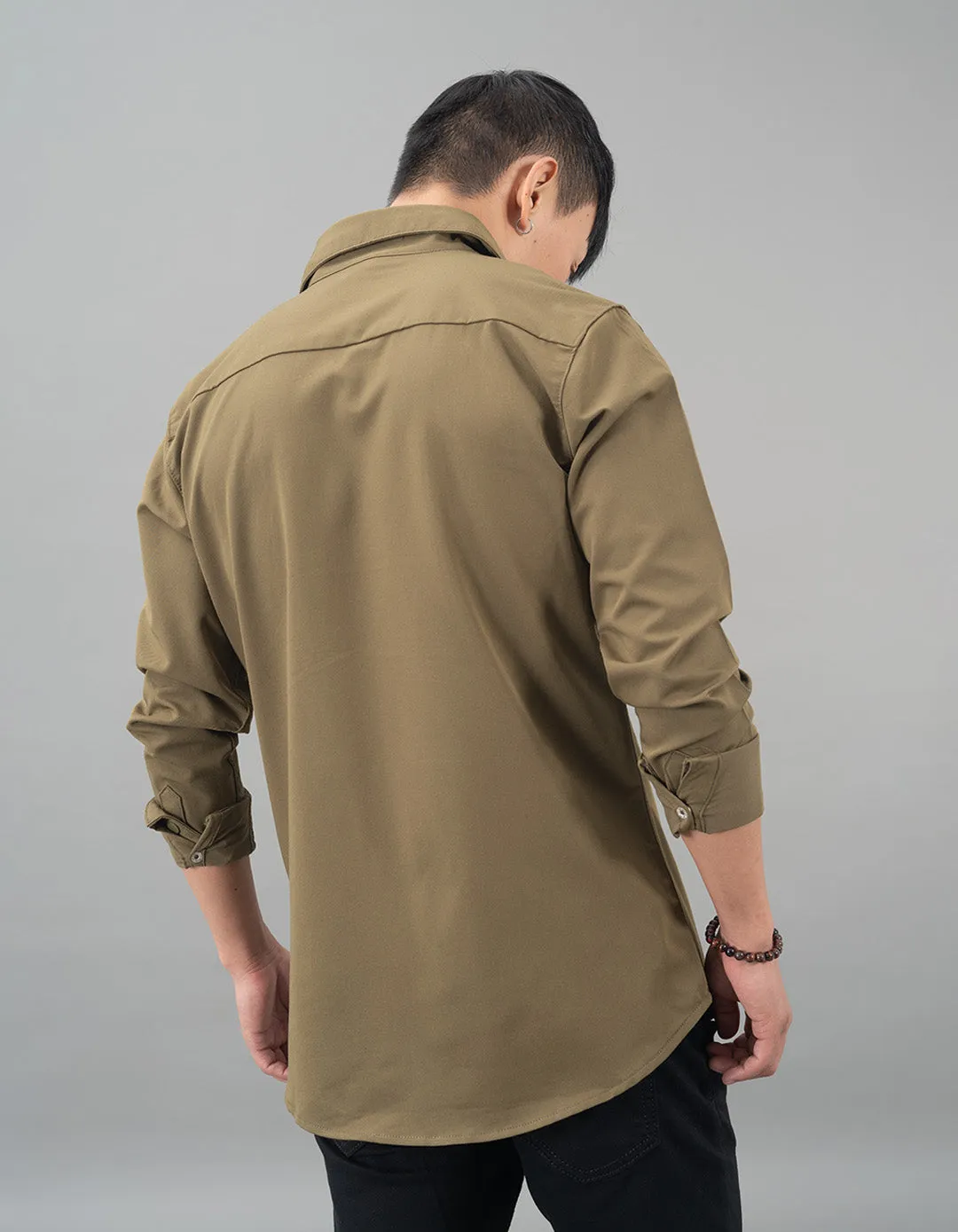 Olive Full Sleeves Solid Shirt