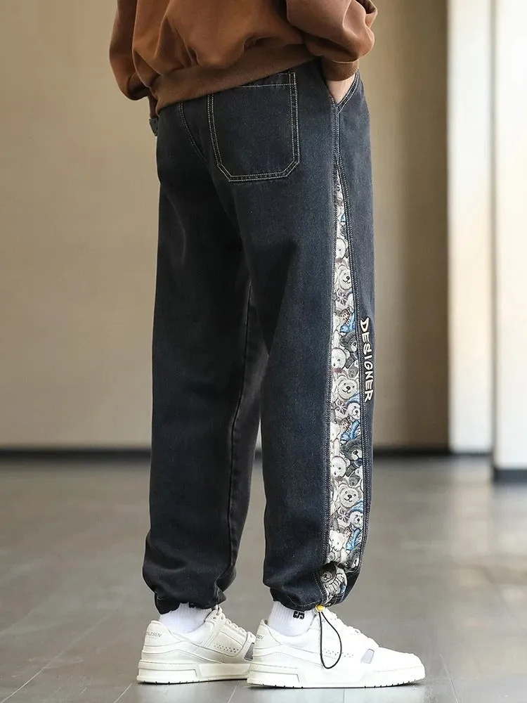 Patchwork Design Straight Jeans
