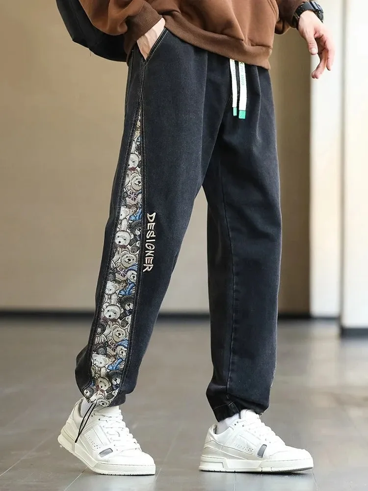Patchwork Design Straight Jeans