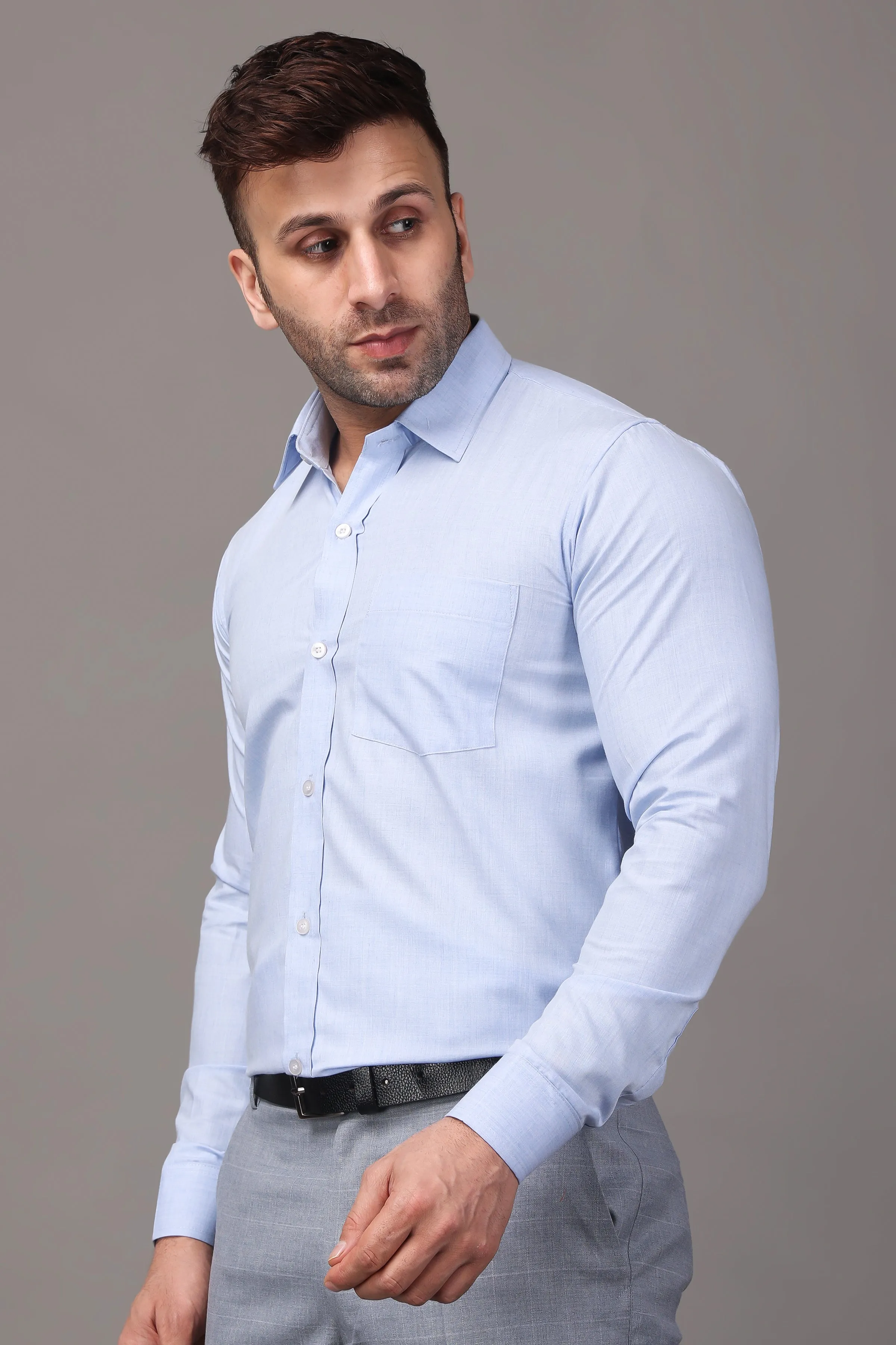Perfect Blue Solid Cotton Shirt