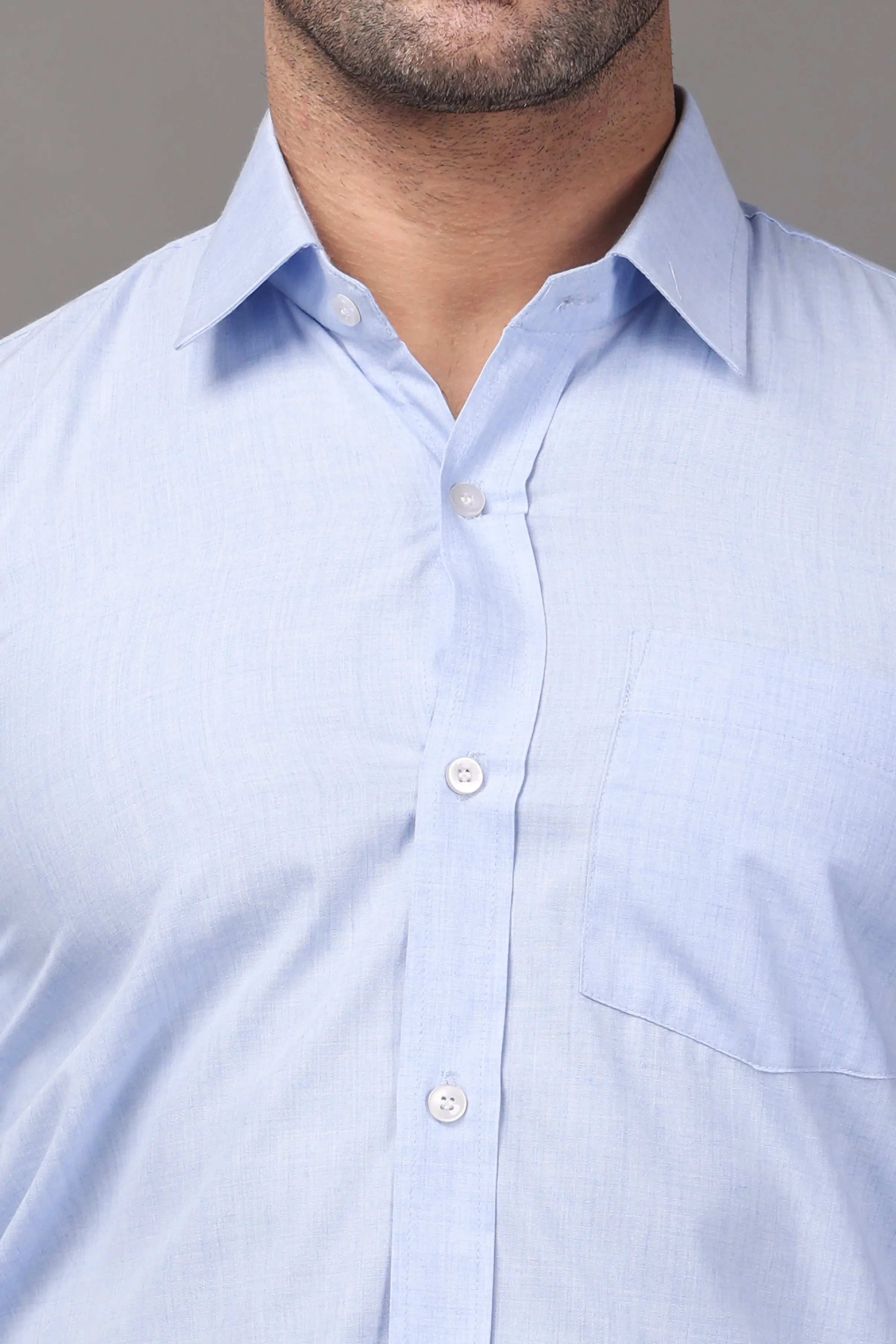 Perfect Blue Solid Cotton Shirt