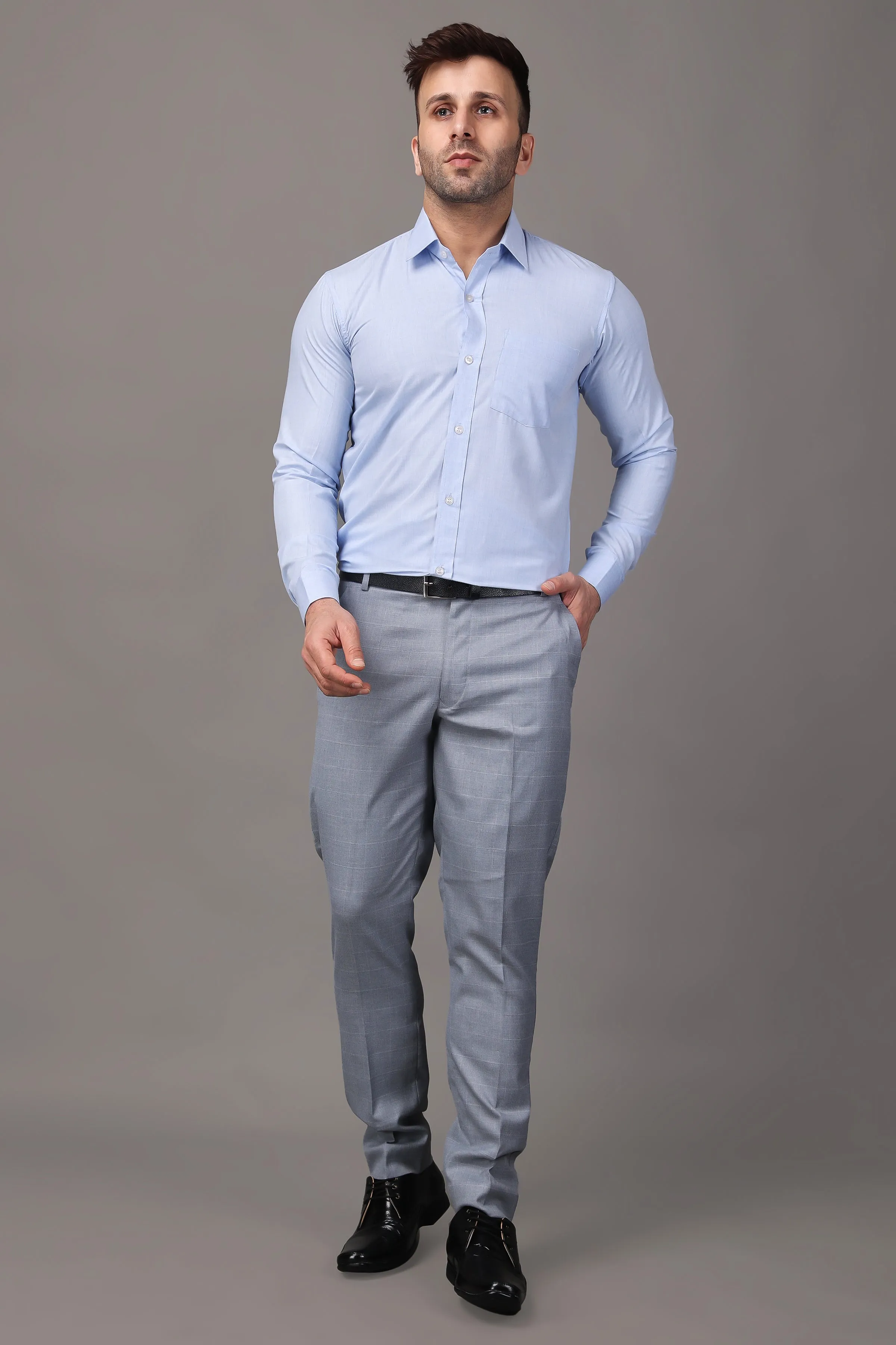 Perfect Blue Solid Cotton Shirt