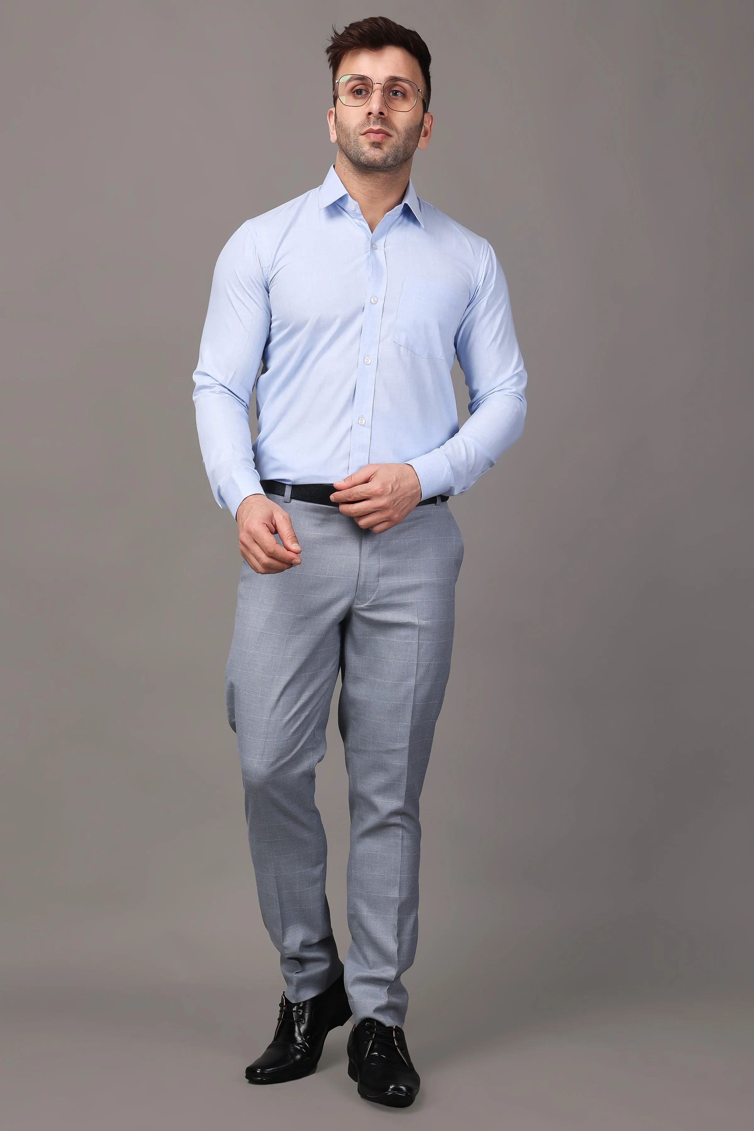Perfect Blue Solid Cotton Shirt