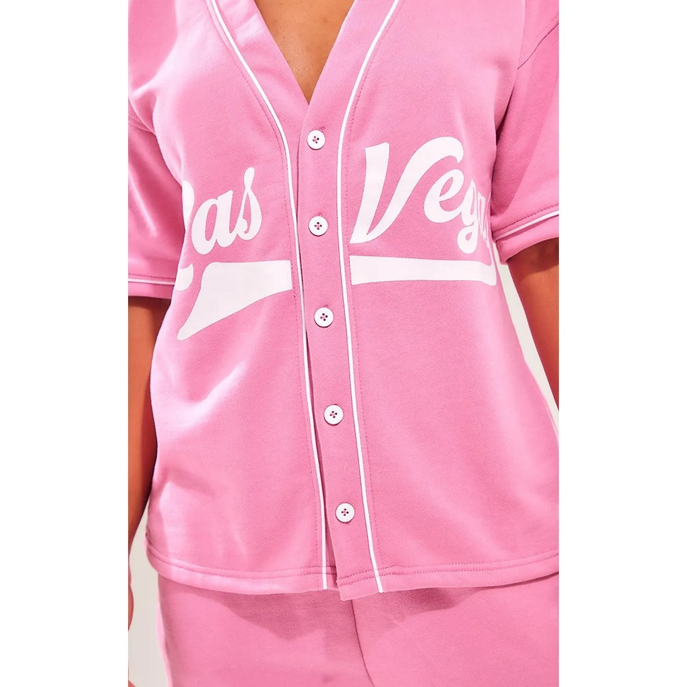 Pink Logo Detail Varsity Top