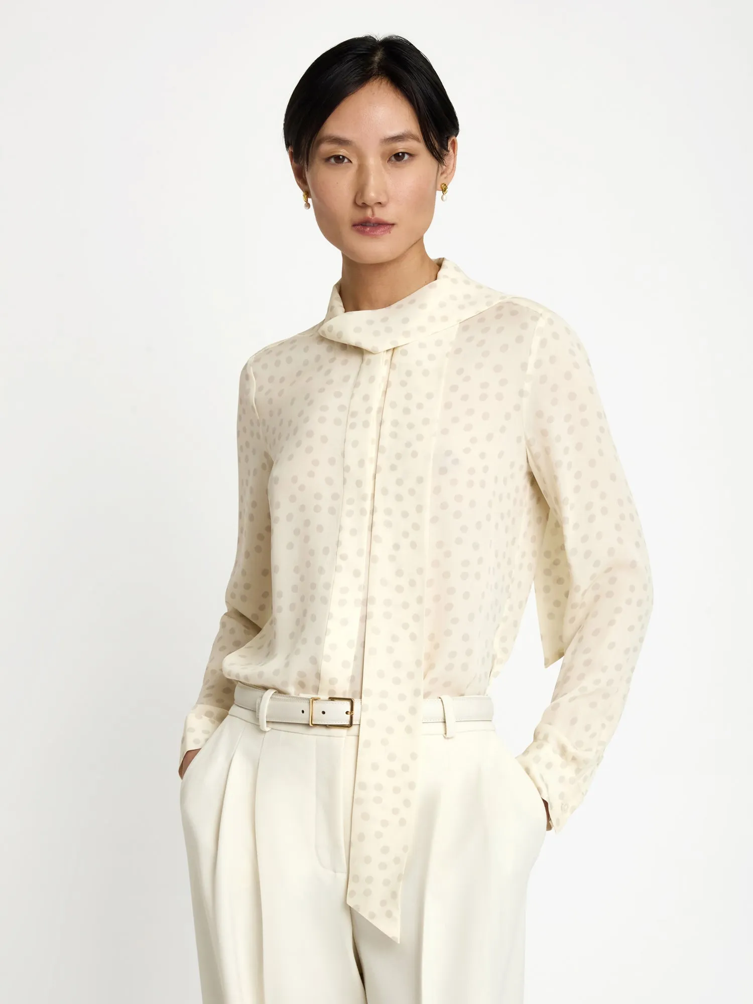 Polka dot silk blouse