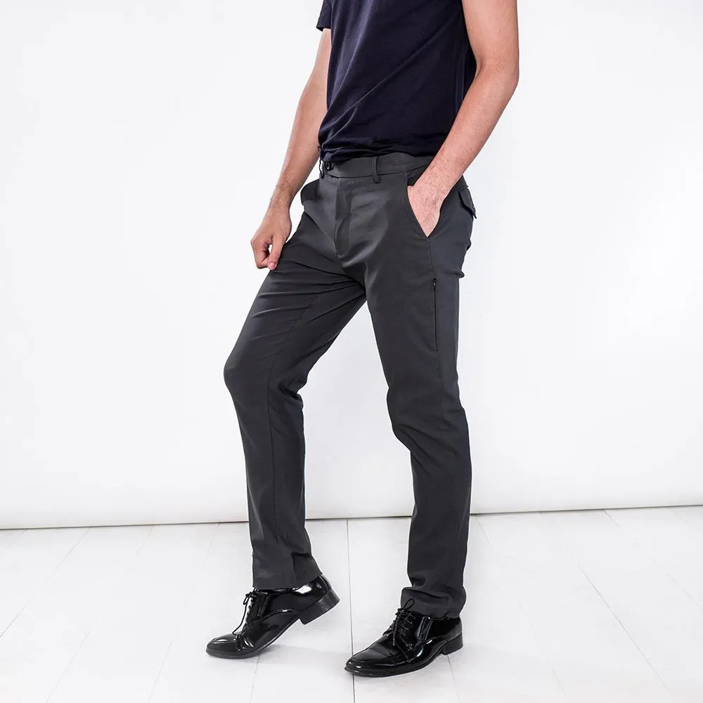 PROFI Dark Grey Viscose Multi-pockets Moisture-wicking Casual Functional Pants
