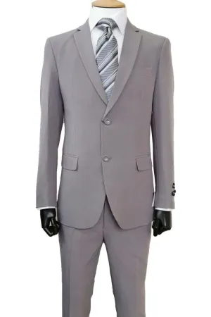 "Grey Classic Fit Poplin Suit for Men - 2 Button Style"