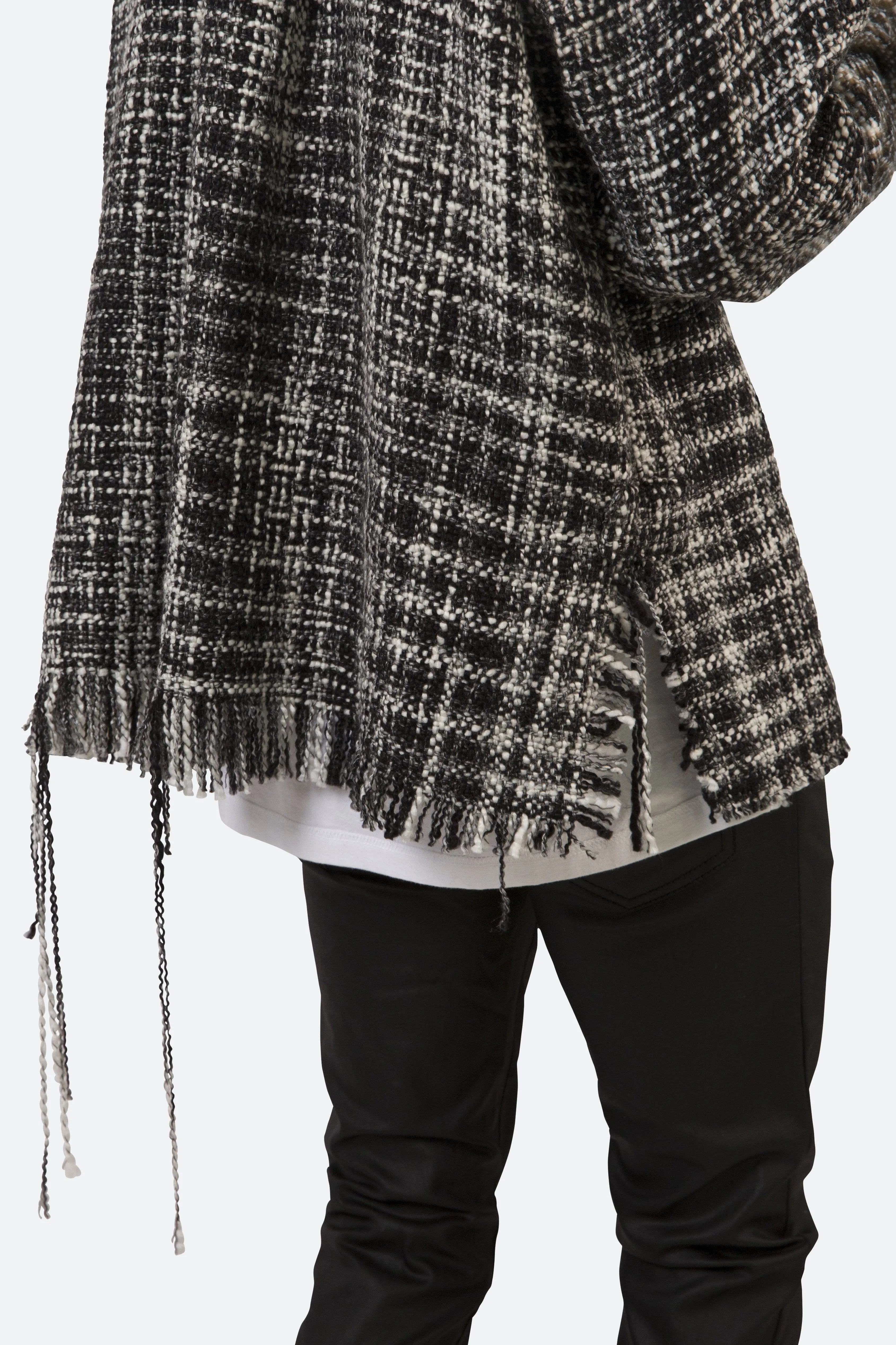 Raw Edge Flannel Shirt - Black/White