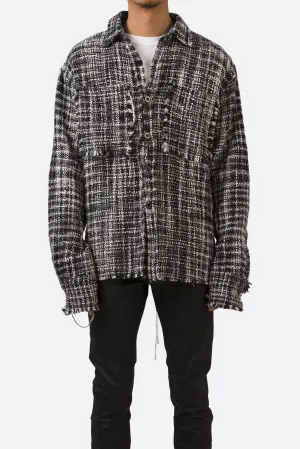 Raw Edge Flannel Shirt - Black/White