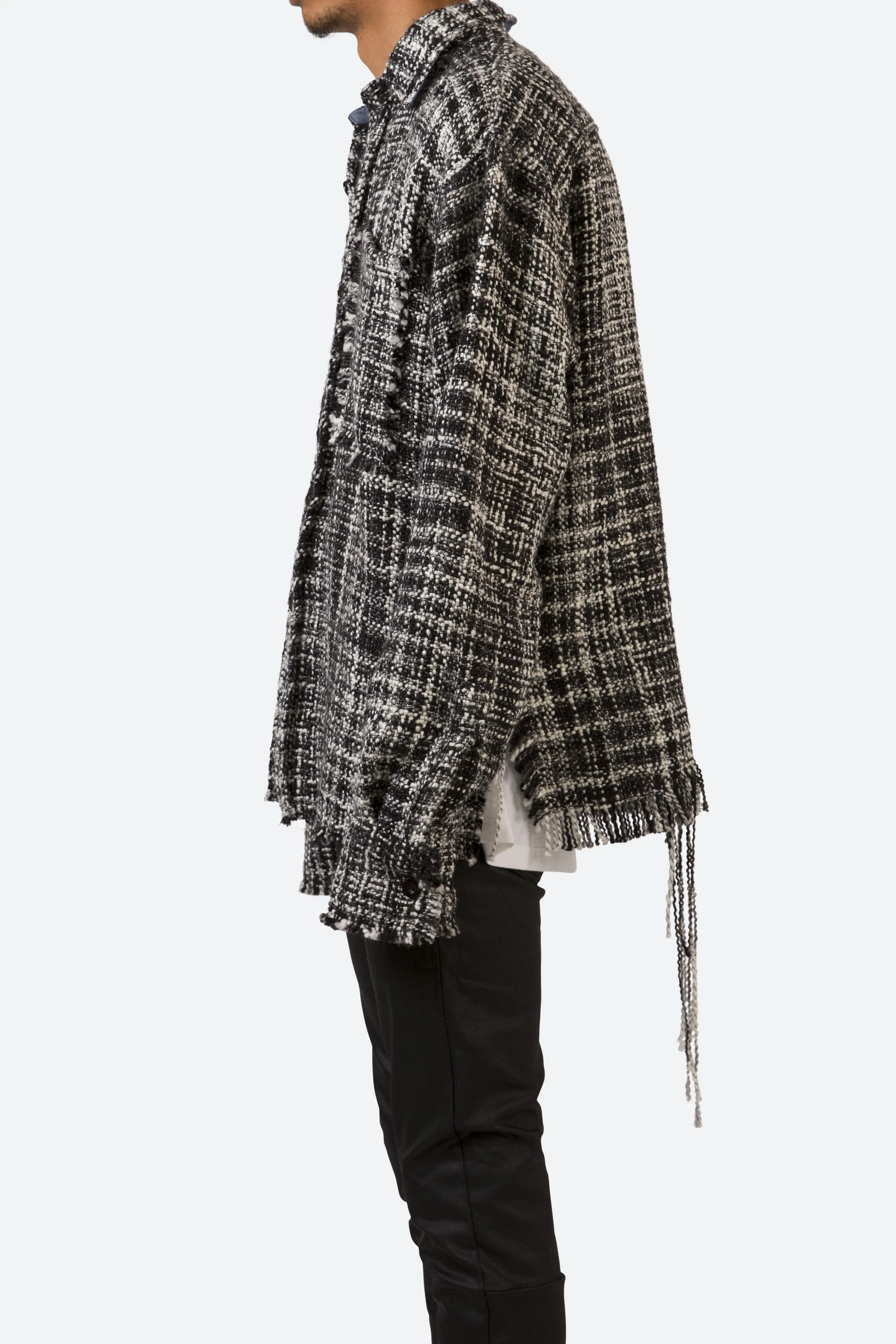 Raw Edge Flannel Shirt - Black/White