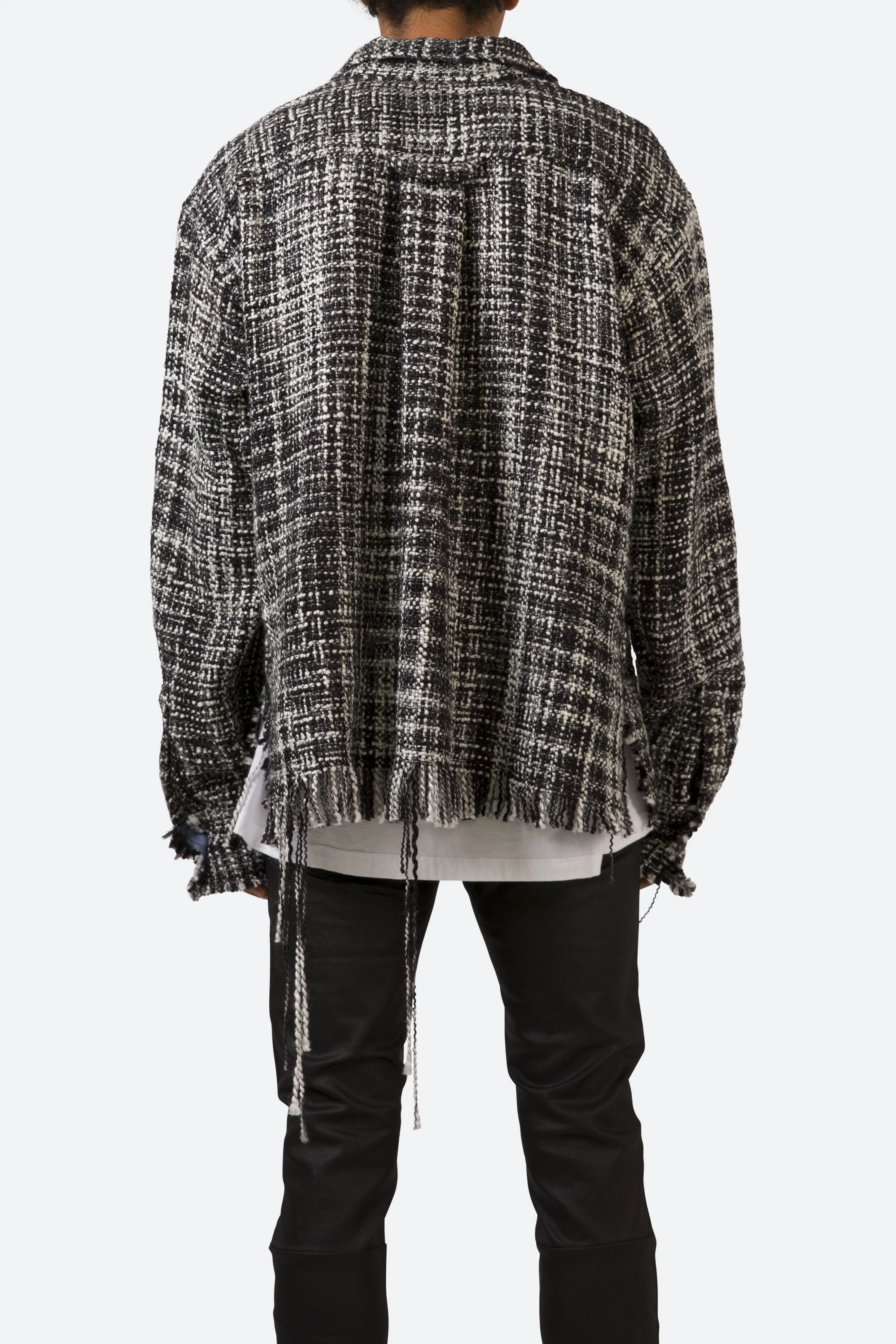 Raw Edge Flannel Shirt - Black/White