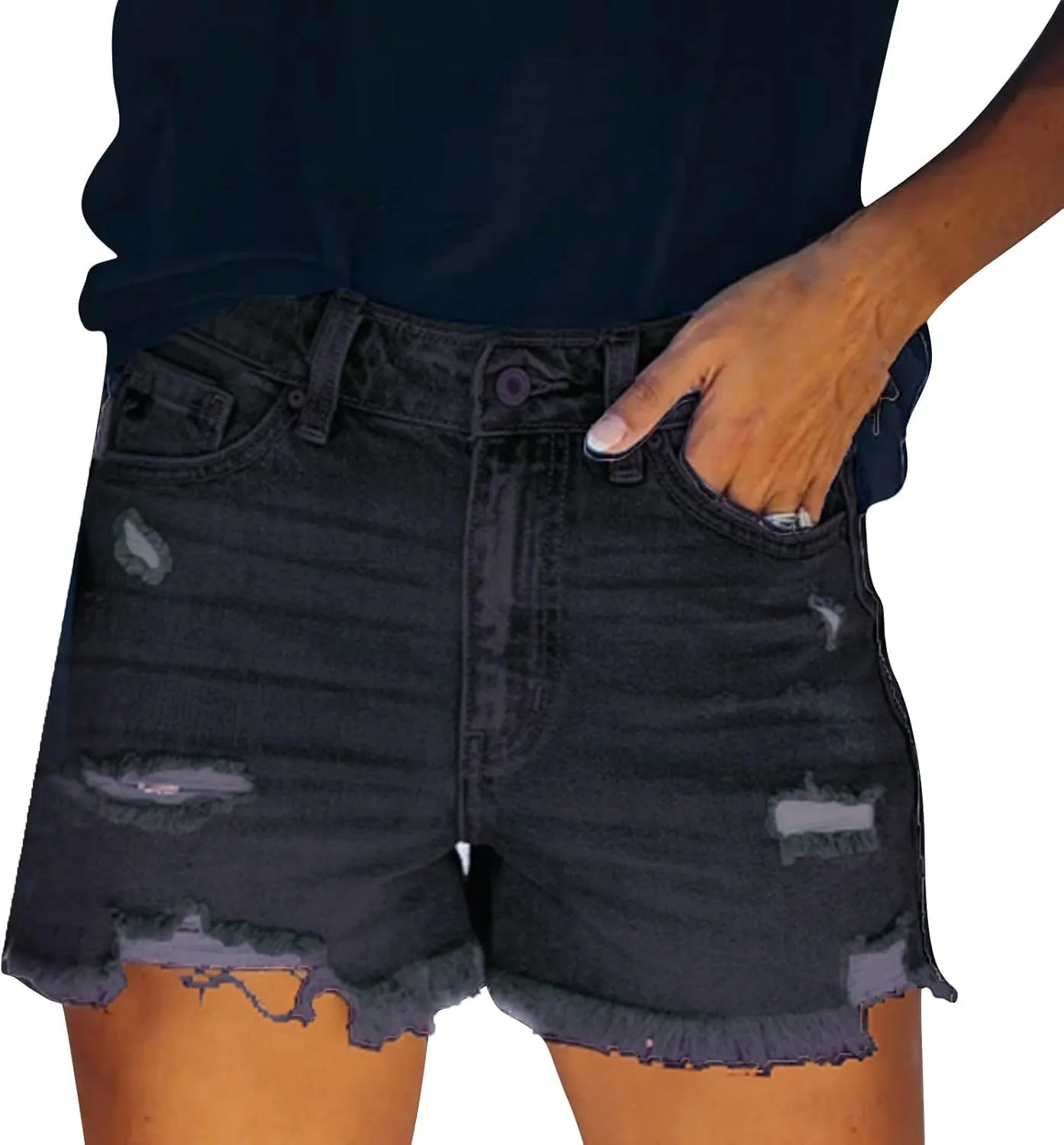 Ripped Jean Shorts Women Cut Off Distressed Jorts Trendy Frayed Hem Jeans Summer Beach Lounge Cowgirl Pants