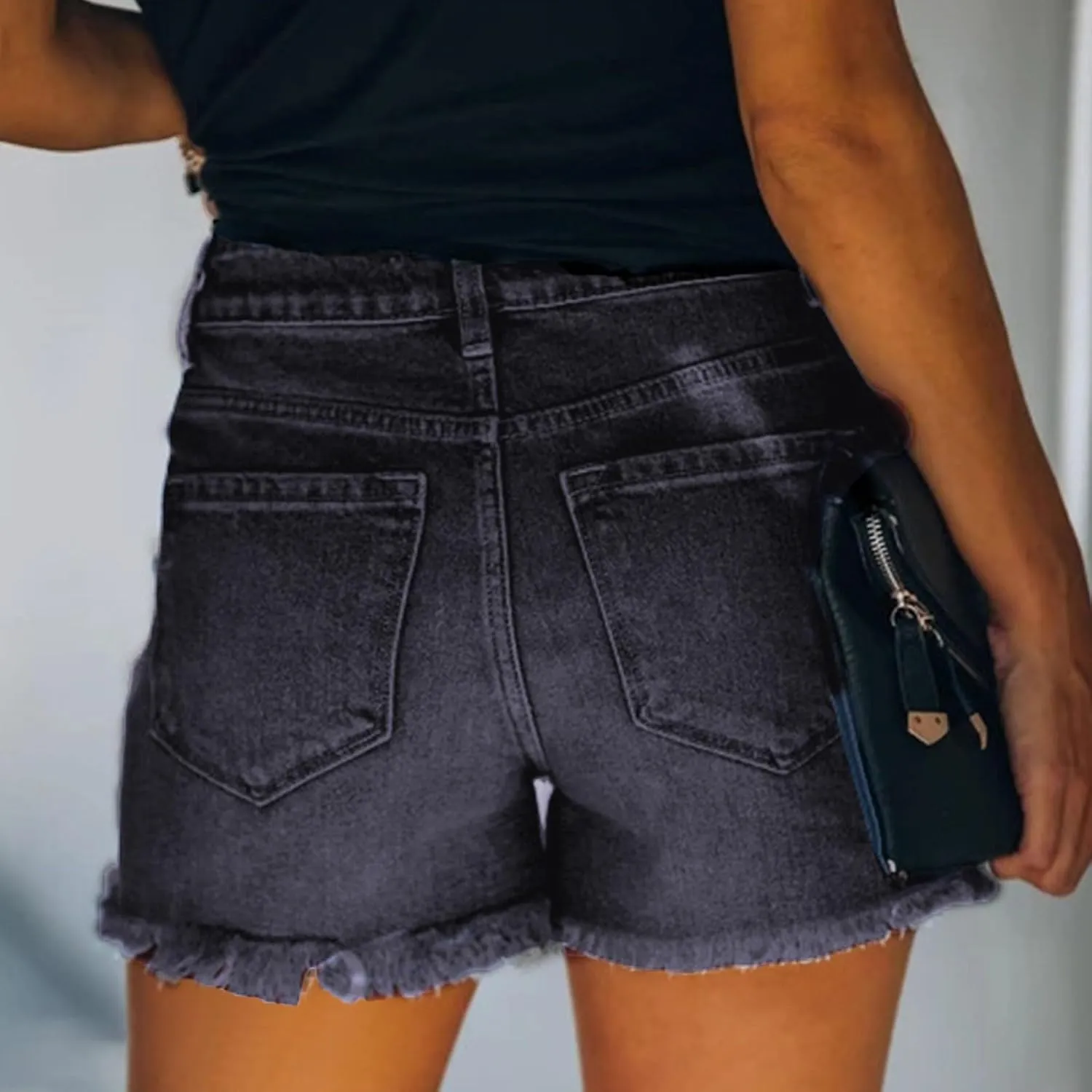 Ripped Jean Shorts Women Cut Off Distressed Jorts Trendy Frayed Hem Jeans Summer Beach Lounge Cowgirl Pants