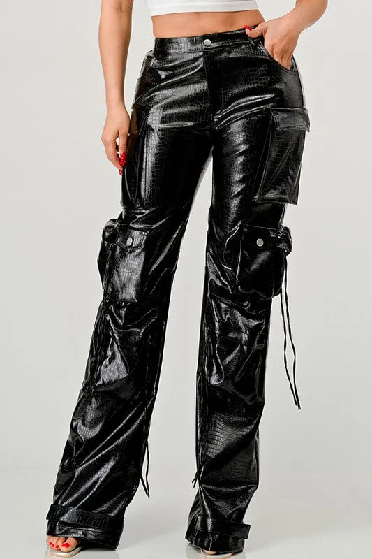 RONALYN LEATHER CARGO PANTS