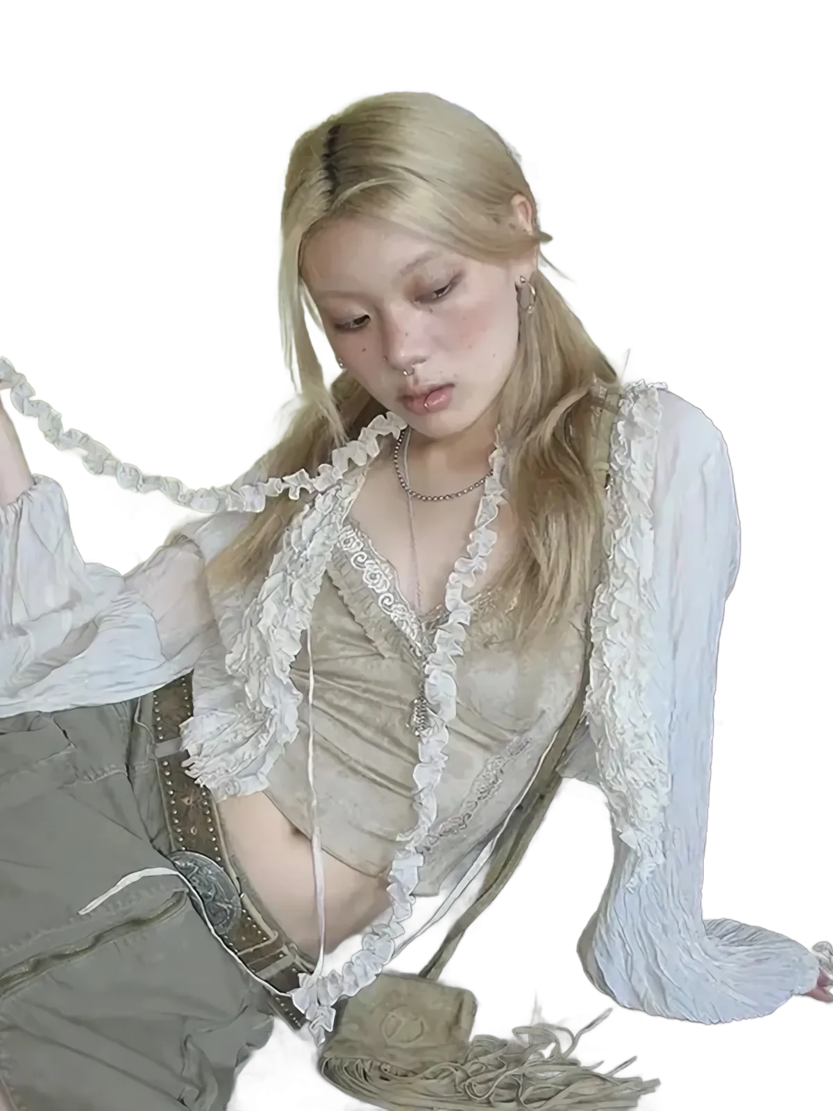 Ruffled Lace Cover Up
