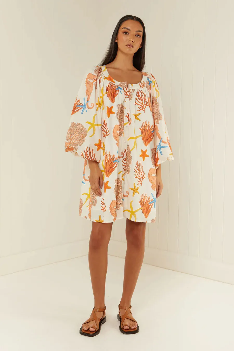 SARDINIA DRESS- CORAL