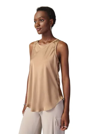 Satin Fit and Flare Sleeveless Top