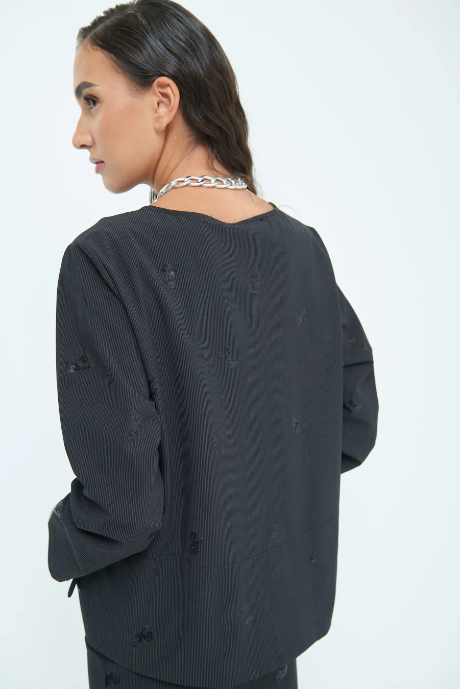 Sequin-embellished long-sleeve top wholesale