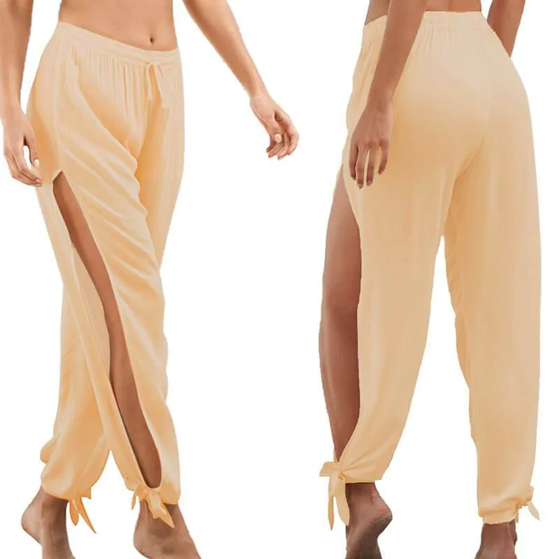 Sexy Loose Beach Elastic Waist Split Pants