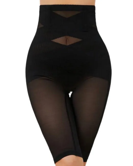 Sheer Mesh Tummy Control Mid- Length Shaper Pants