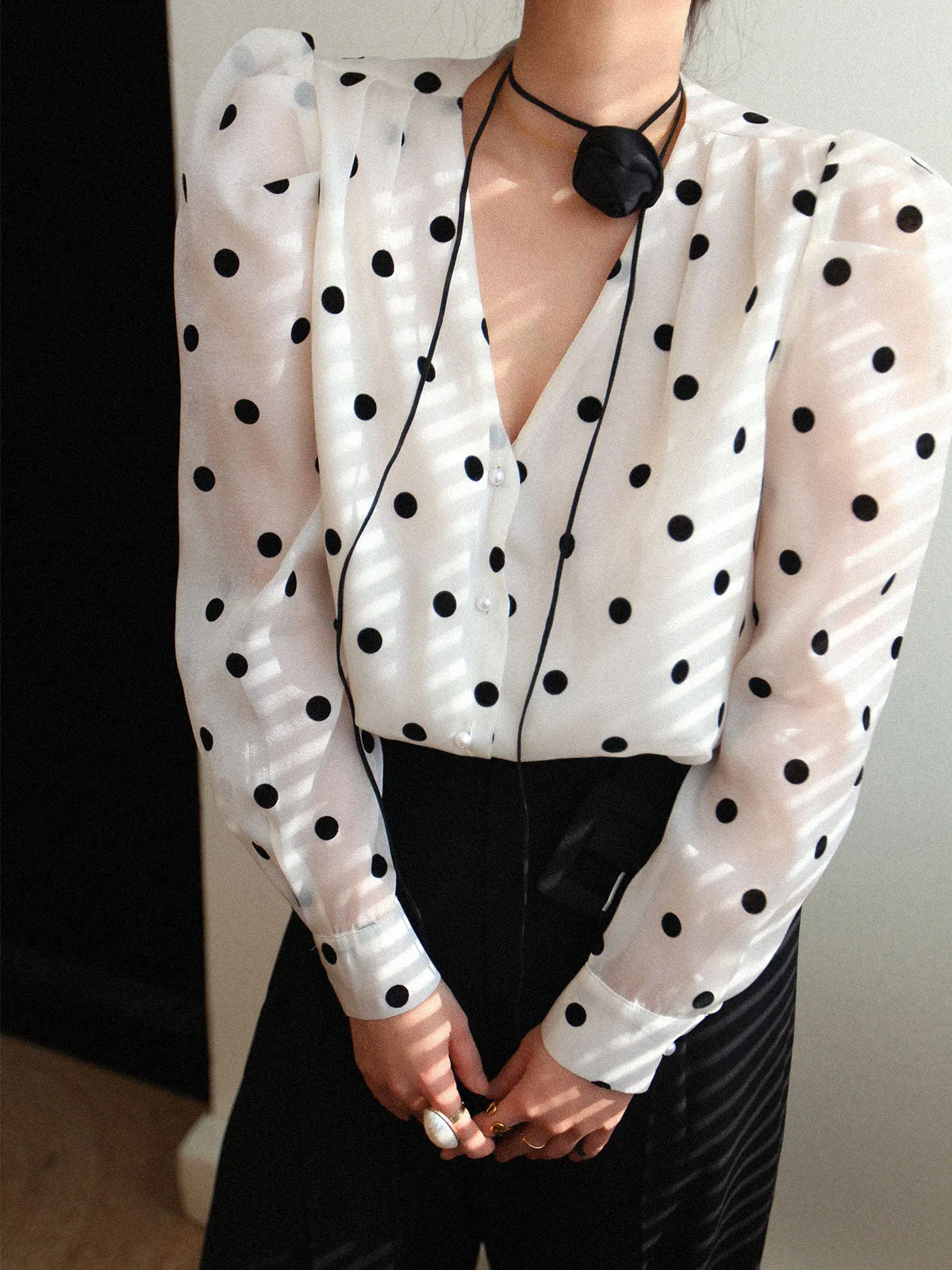 Sheer Polka Graceful Dot Blouse