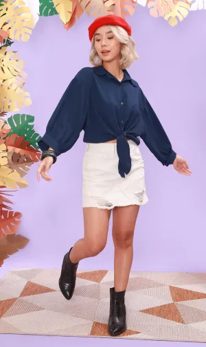 SIENA Oversized Tie-Waist Polo (Navy)