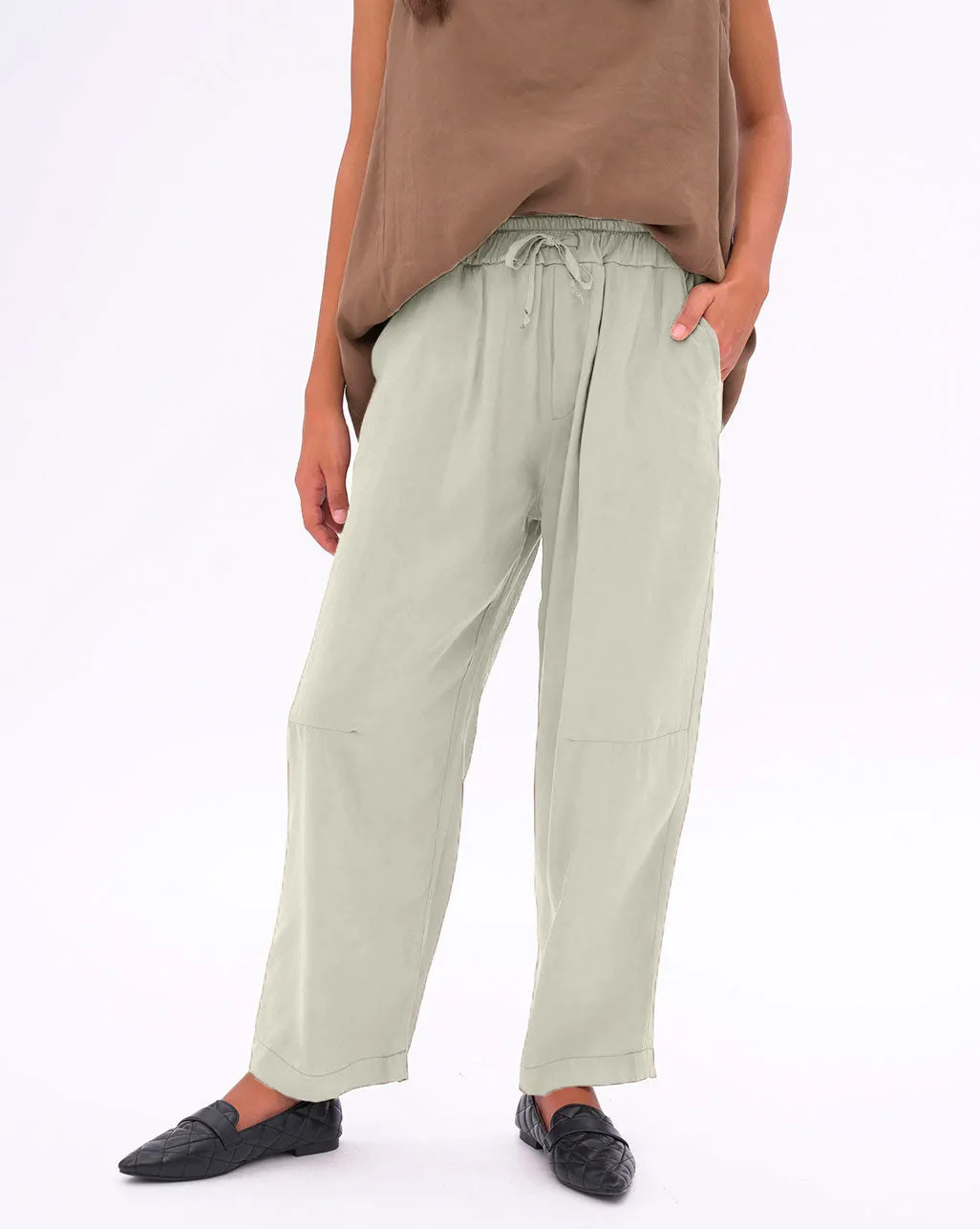 Sleek Elastic Waist Drawstring Pants