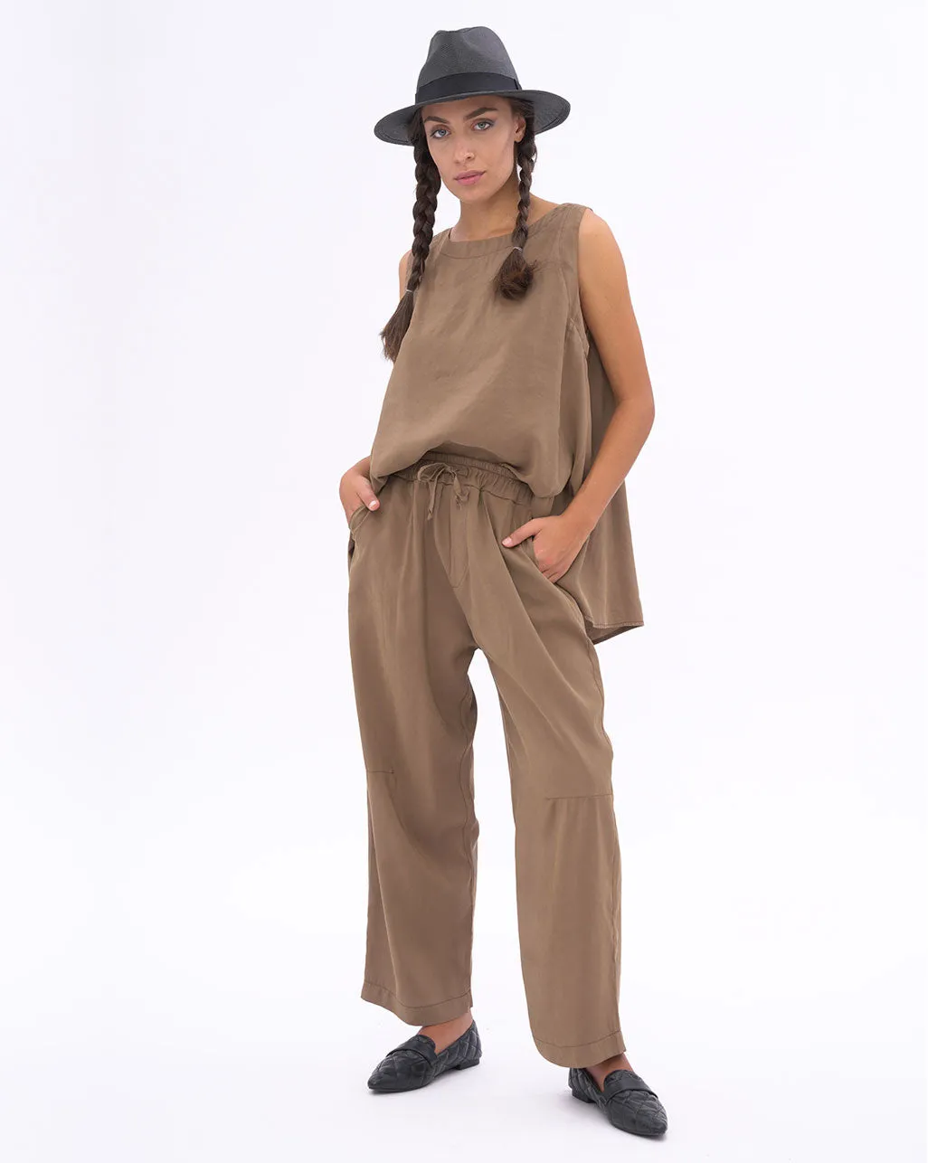 Sleek Elastic Waist Drawstring Pants