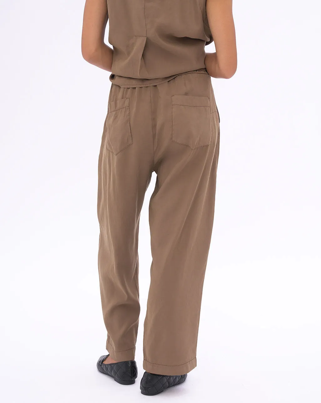 Sleek Elastic Waist Drawstring Pants