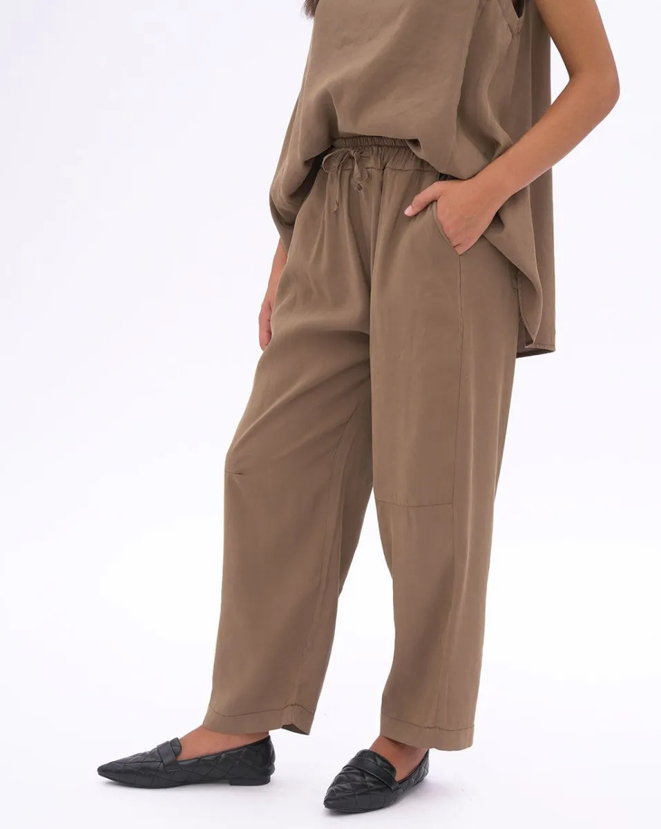 Sleek Elastic Waist Drawstring Pants
