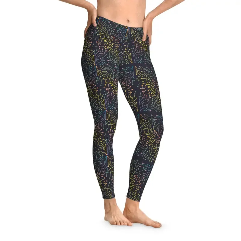 Sleek Leggings Colorful Circuits Abstract